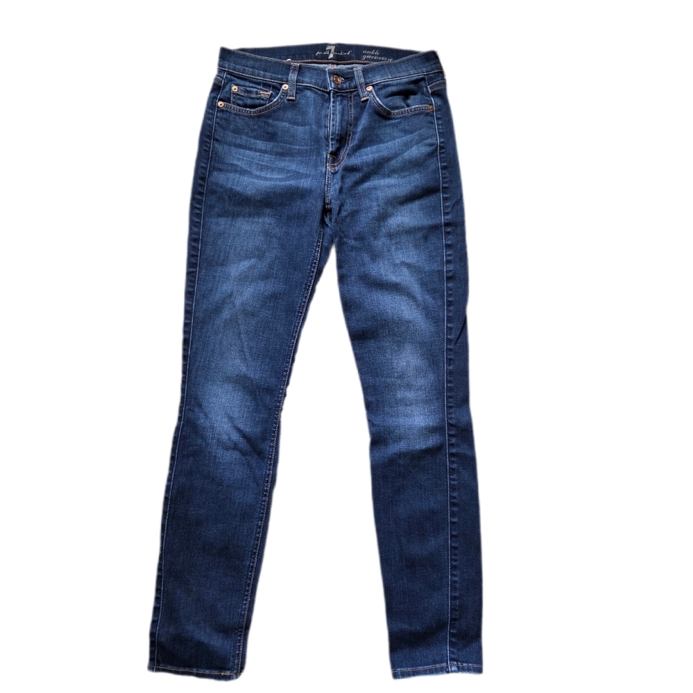 7 For All Mankind Ankle Gwenevere Dark Blue Skinny Jeans Women's 26